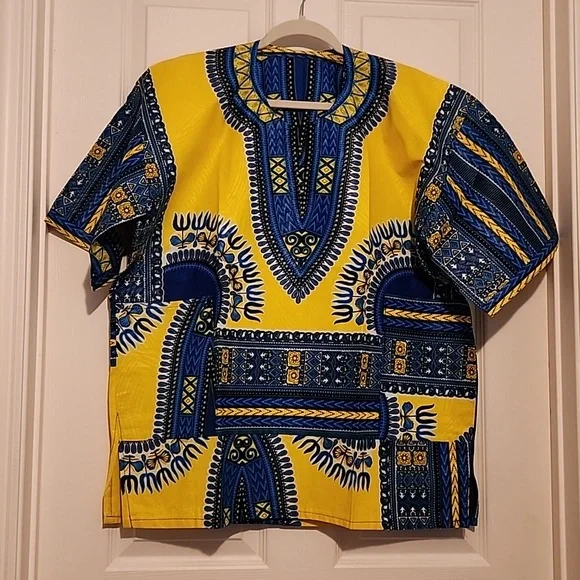 Ankara African Print Men's Dashiki - Picture 2 of 5